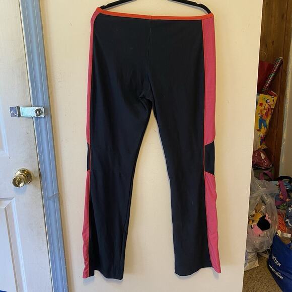 Nike Dri Fit Mesh Panel Wide Leg Women L Athletic Black Pink PullOn Active Pants - Picture 7 of 11